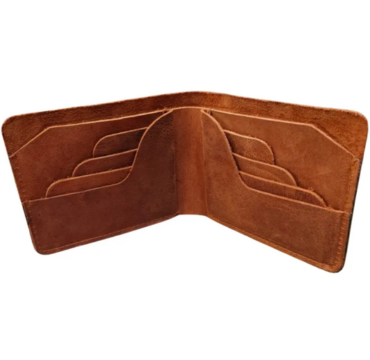 Crazy Horse Genuine Leather Bifold Wallet – Vintage Handmade