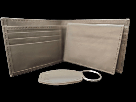 Handmade Genuine Leather Wallet & Keychain Gift Set
