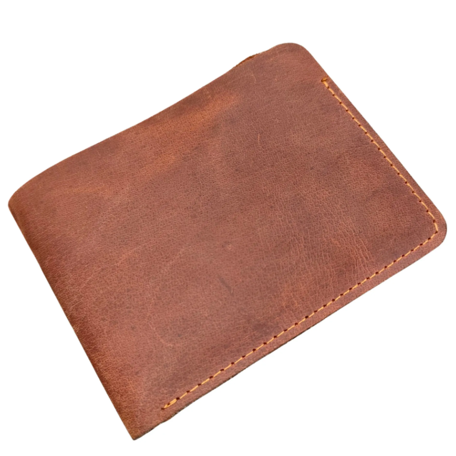Crazy Horse Genuine Leather Bifold Wallet – Vintage Handmade