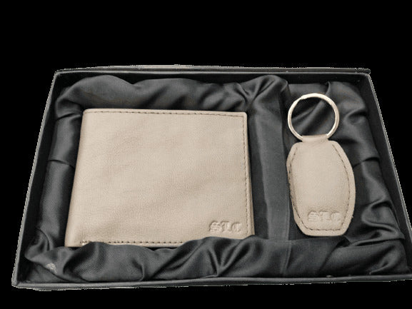 Handmade Genuine Leather Wallet & Keychain Gift Set